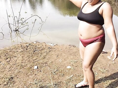 HotGirl21 Stellar Desi sis-in-law of the village bathed in the river of the forest wearing bathing suit in city style. Supah-molten jaw-ripping off girl went from city to village, did milk massage and took bath demonstrating milk.